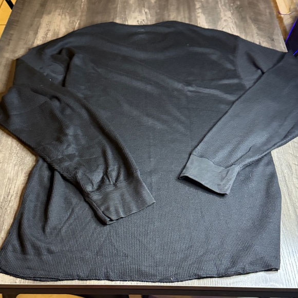 Echo Y2K Men's Black Long Sleeve Waffle weave Shirt - Picture 4 of 4